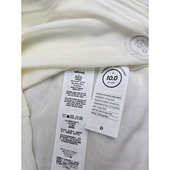 allbirds Natural Flow Studio Shirt Women’s Large Long Sleeve NWT $68 Blizzard - Picture 13 of 13